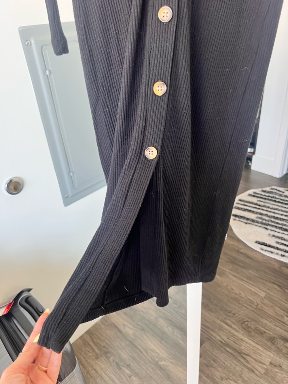 Faherty Legend Rib Button Through Dress Black- Size XS - Picture 2 of 7